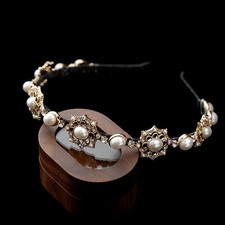 Vintage Pearl Headband French Baroque Hairband Crystal Bridal Hair Accessory