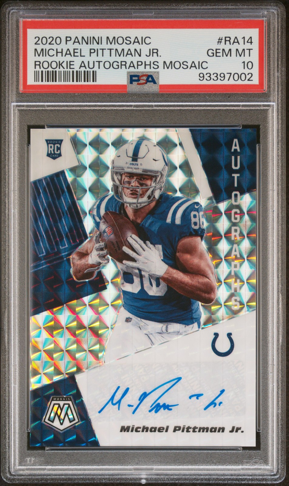 2020 PANINI MOSAIC RC AUTOS MOSAIC #RA14 MICHAEL PITTMAN JR. PSA 10 AUTO