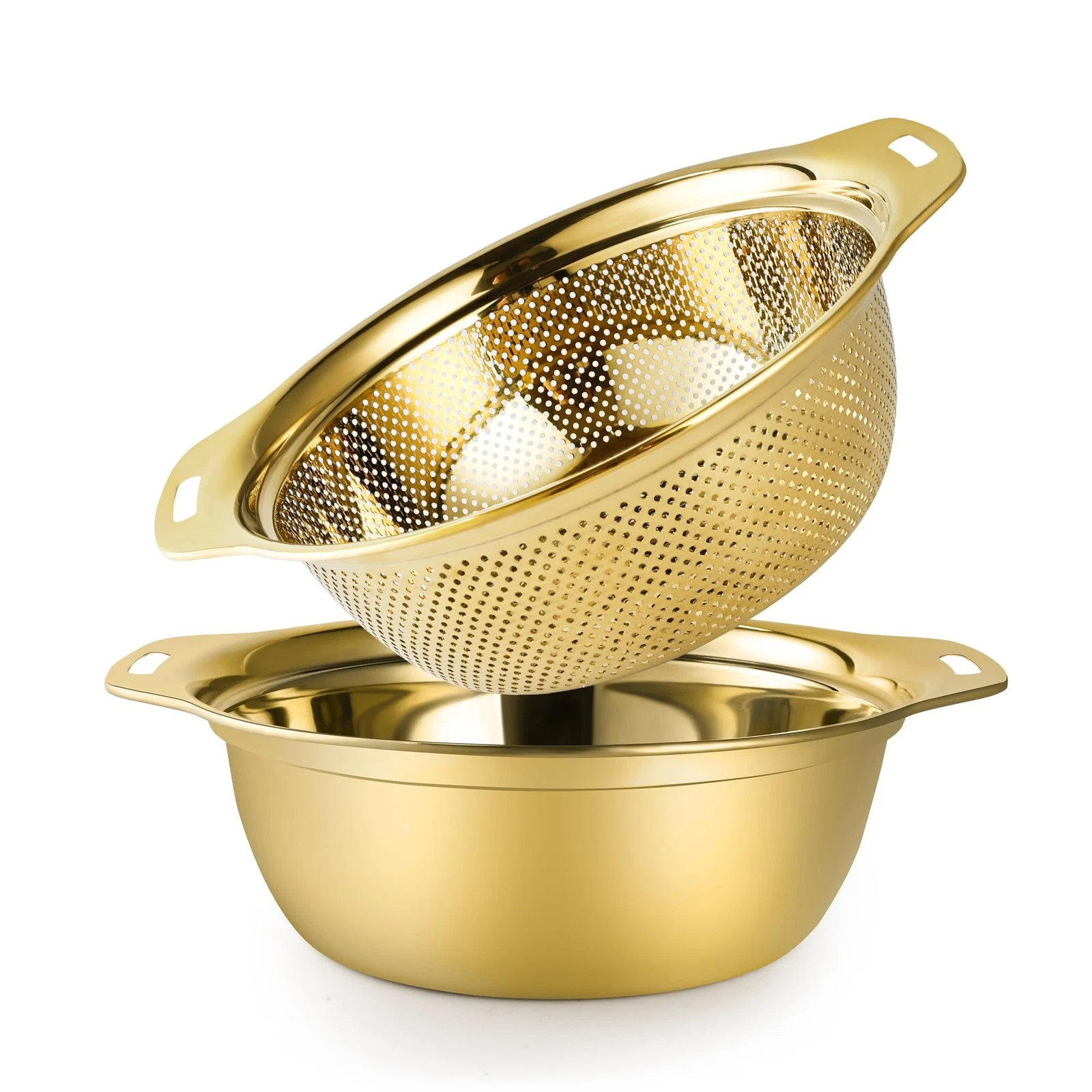 Colander 304 Stainless Steel 4-quart with Mixing Bowls, Strainer for Kitchen ...