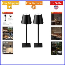 2-Pack Black Cordless LED Table Lamps, Dimmable, 5000mAh, Portable