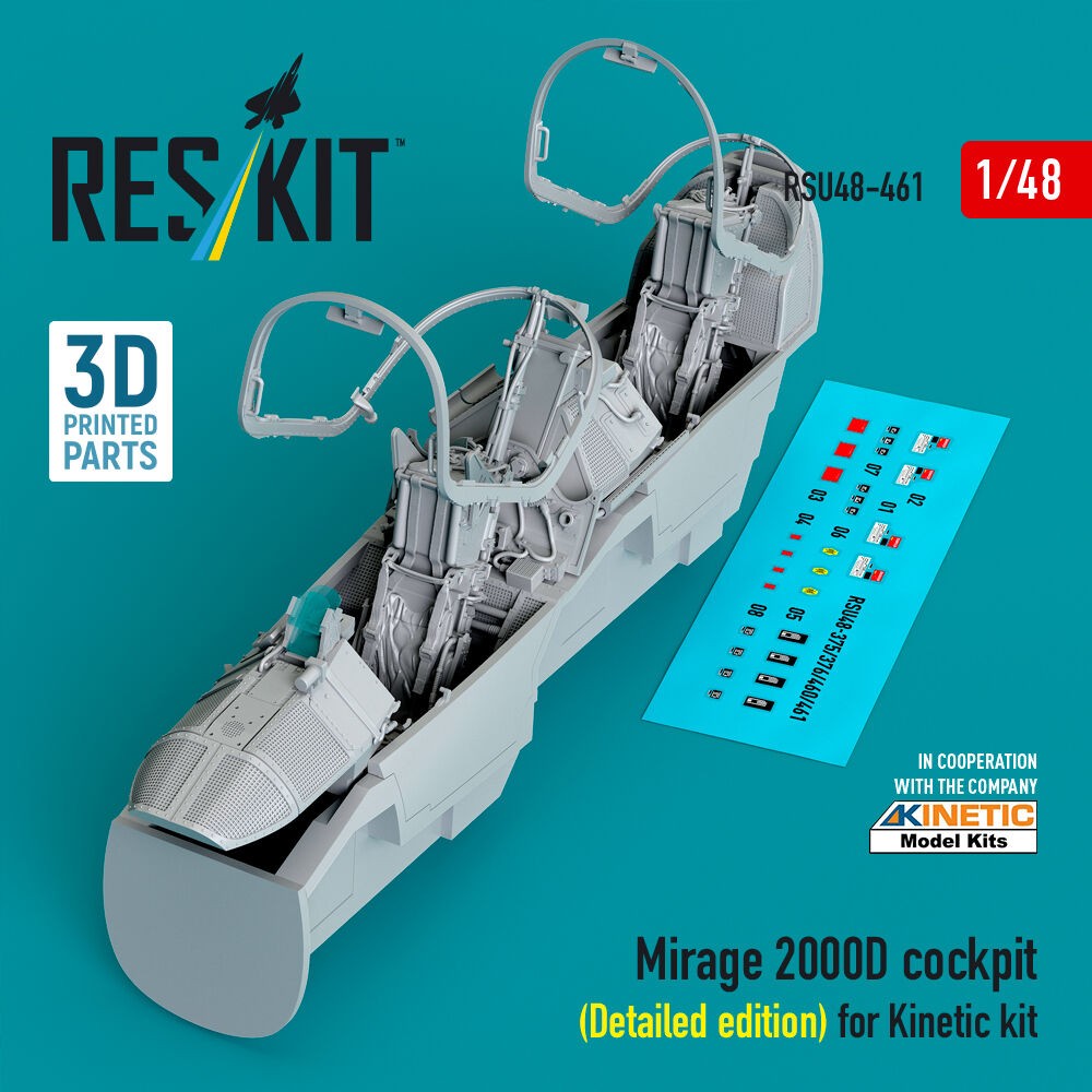 ResKit RSU48-0461 1:48 Mirage 2000D Cockpit Detail Set for Kinetic Kit