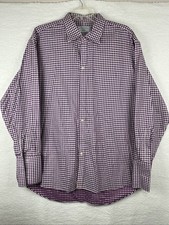 Charles Tyrwhitt Gingham Non Iron Dress Shirt Mens 19/37 French Cuffs Purple  
