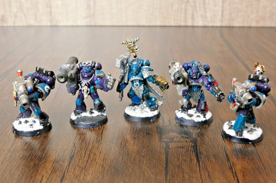 Warhammer 40k Space Marines Space Wolves Long Fangs Devastators x5 Painted