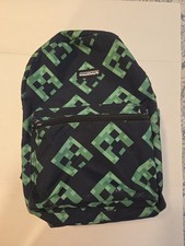 Minecraft Black Creeper Backpack With Green P...