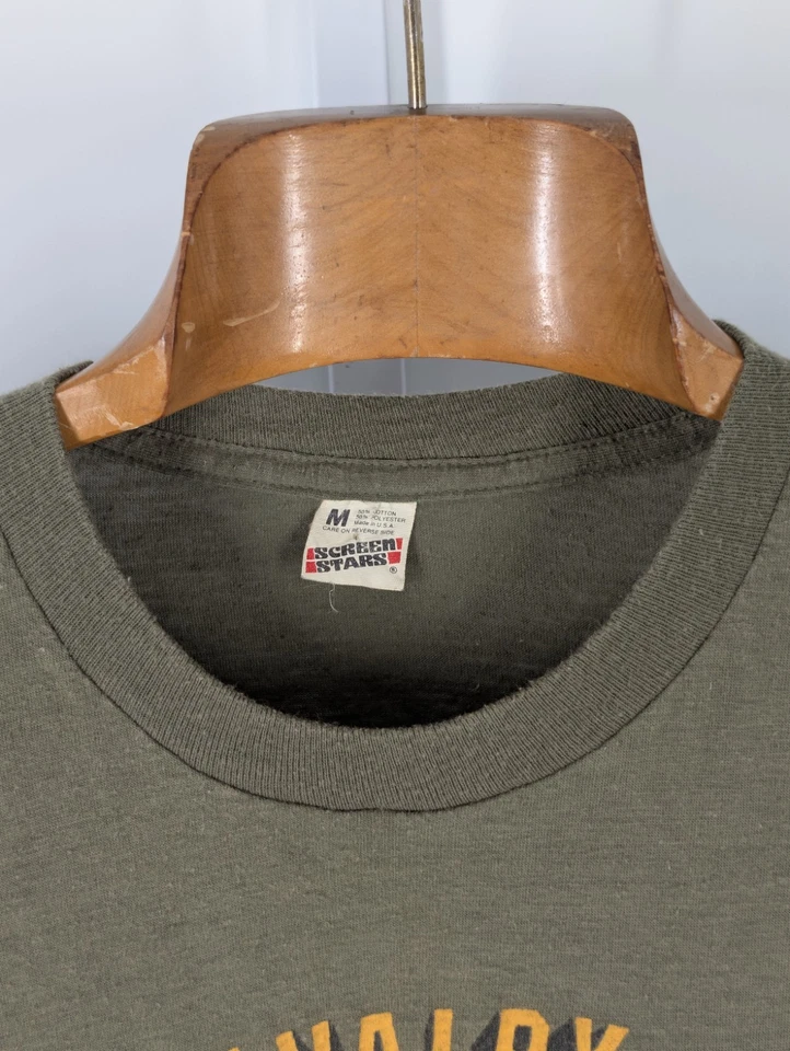 Camisa Thrash Desteñida Militar Caballo Estrellas Pantalla Años 70 De Colección 1ª División Calvario Foto 4 de 4