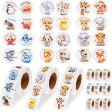 6000 Animal Stickers for Kids, 12 Rolls, 24 Designs, 1 Inch Classroom Rewards