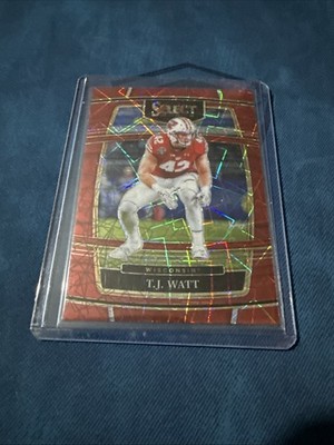 2022 Panini Select Draft Picks - Concourse T.J. Watt #34 Red Lazer Prizm