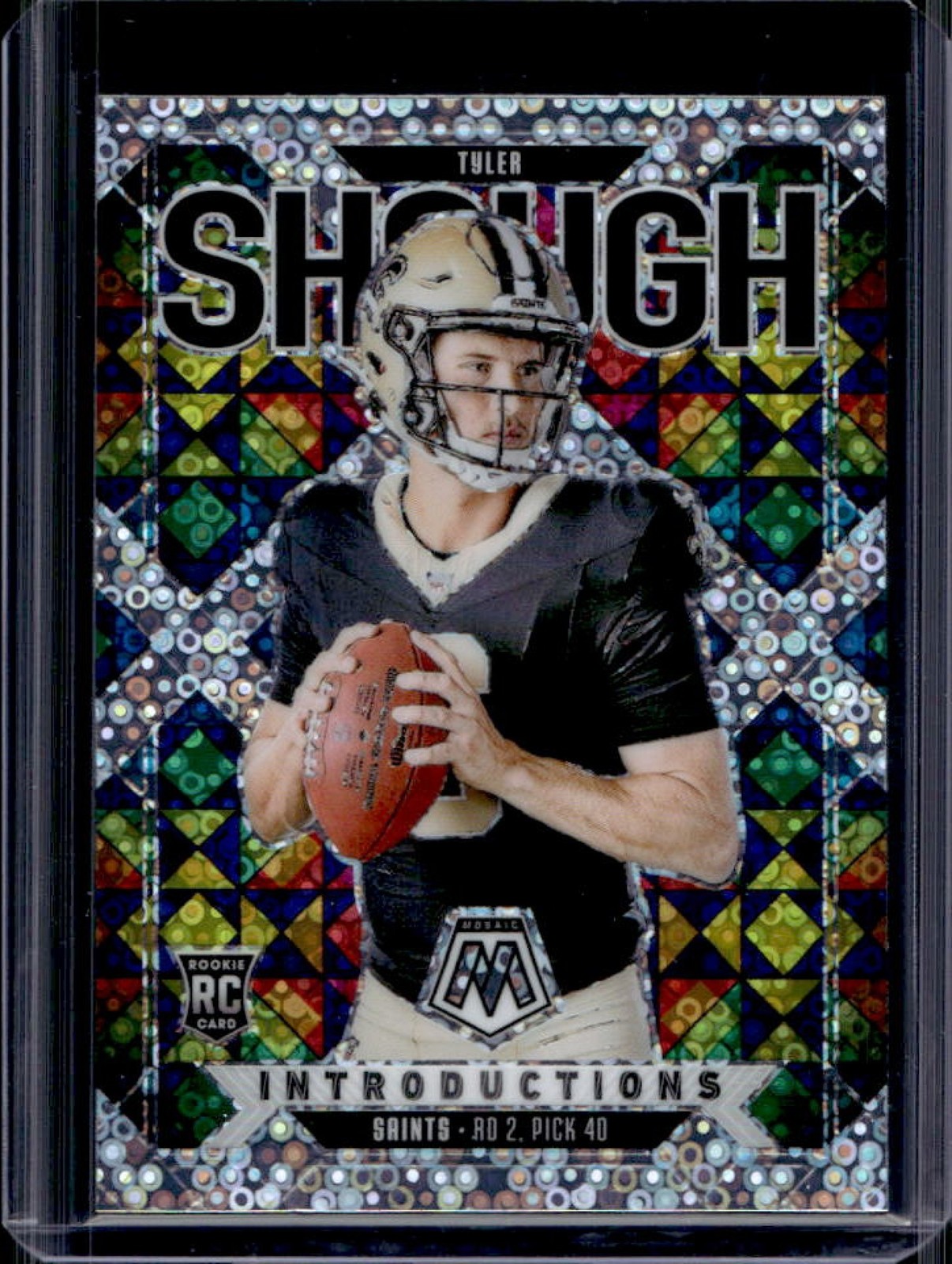 2025 Panini Mosaic Tyler Shough Introductions RC No Huddle Silver Prizm #9