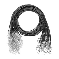 25 Pack 18" Waxed Necklace Cord, 1.5mm Bracelet Cord with Lobster Clasp Black 
