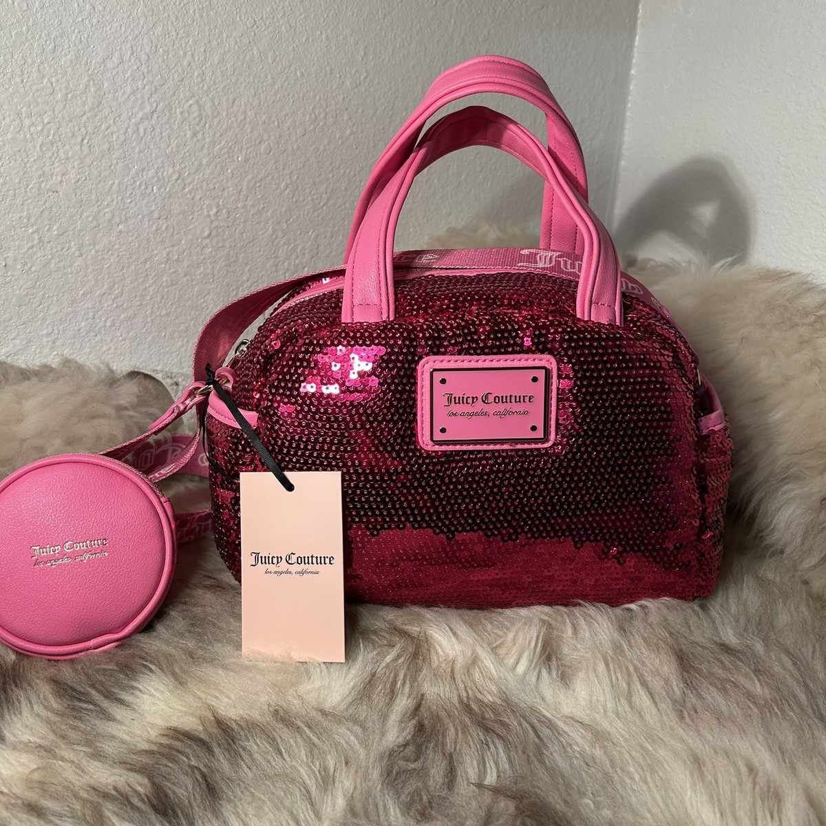 Juicy Couture HOTPink and Black Sequin NWT Juicy Couture Pink Mini Backpack Black Sequin | Mercari main image 2