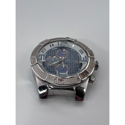 Techno Com KC Mens Chronograph Watch Stainless Steel Rhinestone Accents NO BAND
