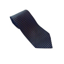 Lauren Ralph Lauren Navy  Gold Geometric Silk Tie  Classic Preppy OldMoney