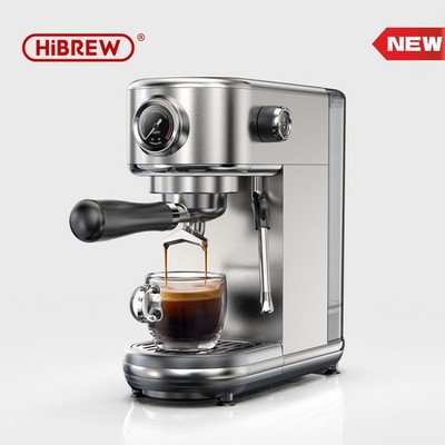 HiBREW H10B Espressomaschine Edelstahl mit Manometer Heim Kaffee Maschine 20Bar