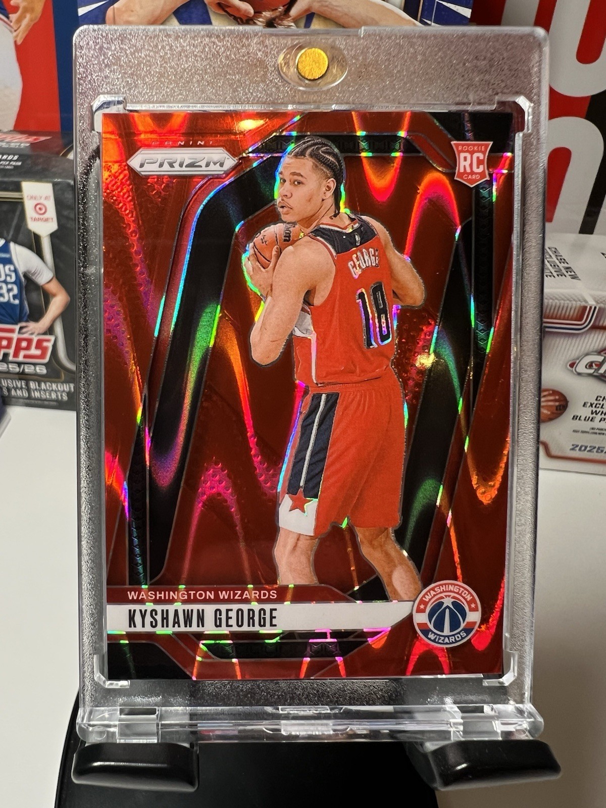 2024-25 Panini Prizm Kyshawn George #257 Red Seismic Prizm /299 (RC)