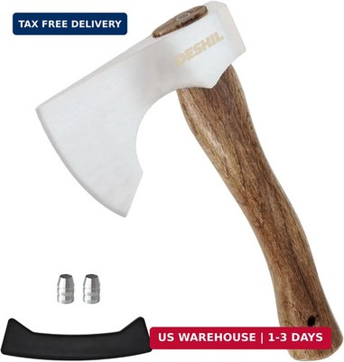 DESHIL 10'' Camping Hatchet, Small Wood Axe Chopping Axe for Splitting and Kindli