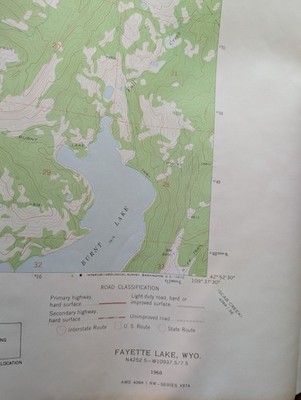USGS Topo Map 7.5' Fayette Lake, WYOMING N4252.5-W10937.5 (1968)