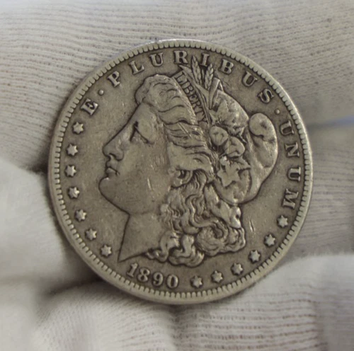 1890 CC US Morgan Silver Dollar $1 Key Date VF