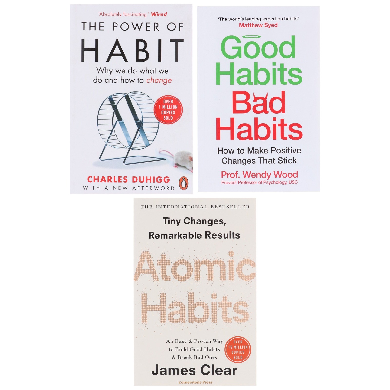 Atomic Habits, The Power of Habit & Good Habits, Bad Habits - Non Fic - PB