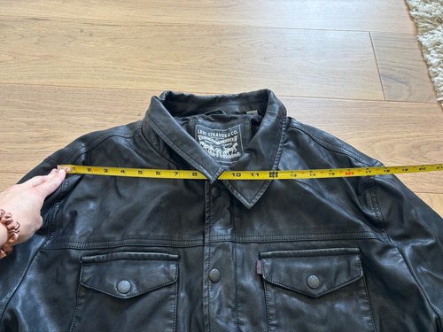Levi Strauss Levi's Type 3 Black Men's Size XL Trucker Jacket Faux Leather - Picture 10 of 12