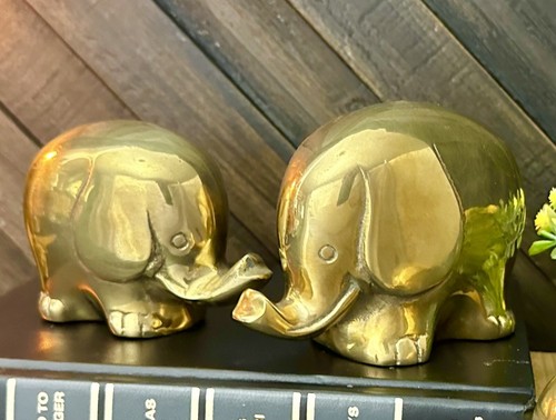 Juego de 3 elefantes de latón, estatuillas vintage de elefante de latón, decoración del hogar de latón* - Imagen 5 de 13