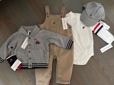 NWT Janie and Jack boy FALL 5-piece bulldog dog overalls Jacket hat SET 6 9 12