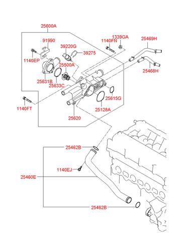 GENUINE BRAND NEW HYUNDAI IX35 2010-2013 CASE-THERMOSTAT - Picture 2 of 3
