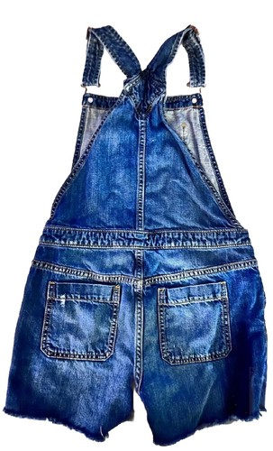 GAP KIDS OVERALL BIB SHORTS INDIGO DENIM XXL REGULAR BLUE DISTRESSED 2016 - Picture 2 of 12