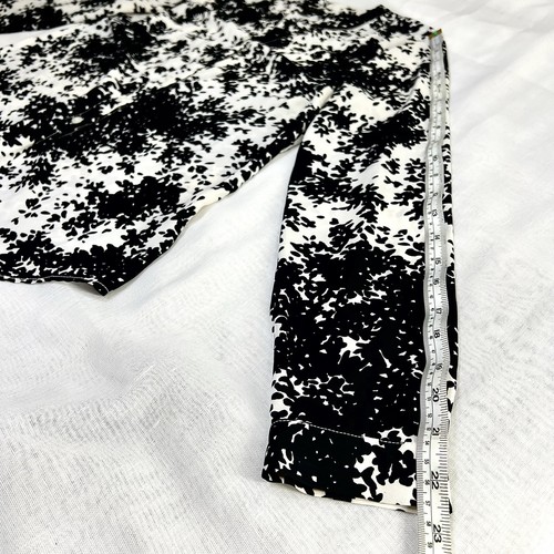 Talbots Women Black White Tie Front Blouse Floral T-Shirt Long Sleeve Top Size S - Picture 7 of 8