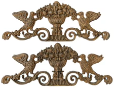 Vintage Cast Iron Pediments Door Wall Birds With Urn 24.5"