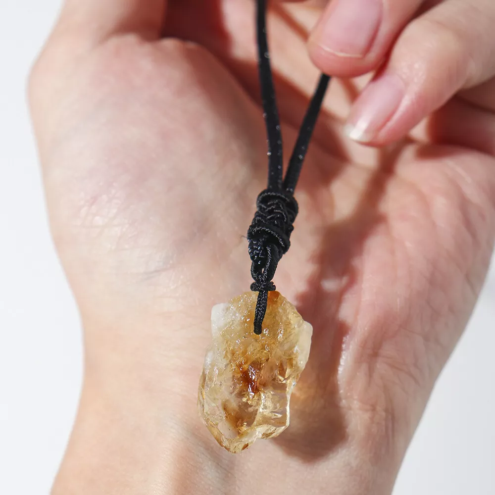 Citrine crystal pendant necklace deals