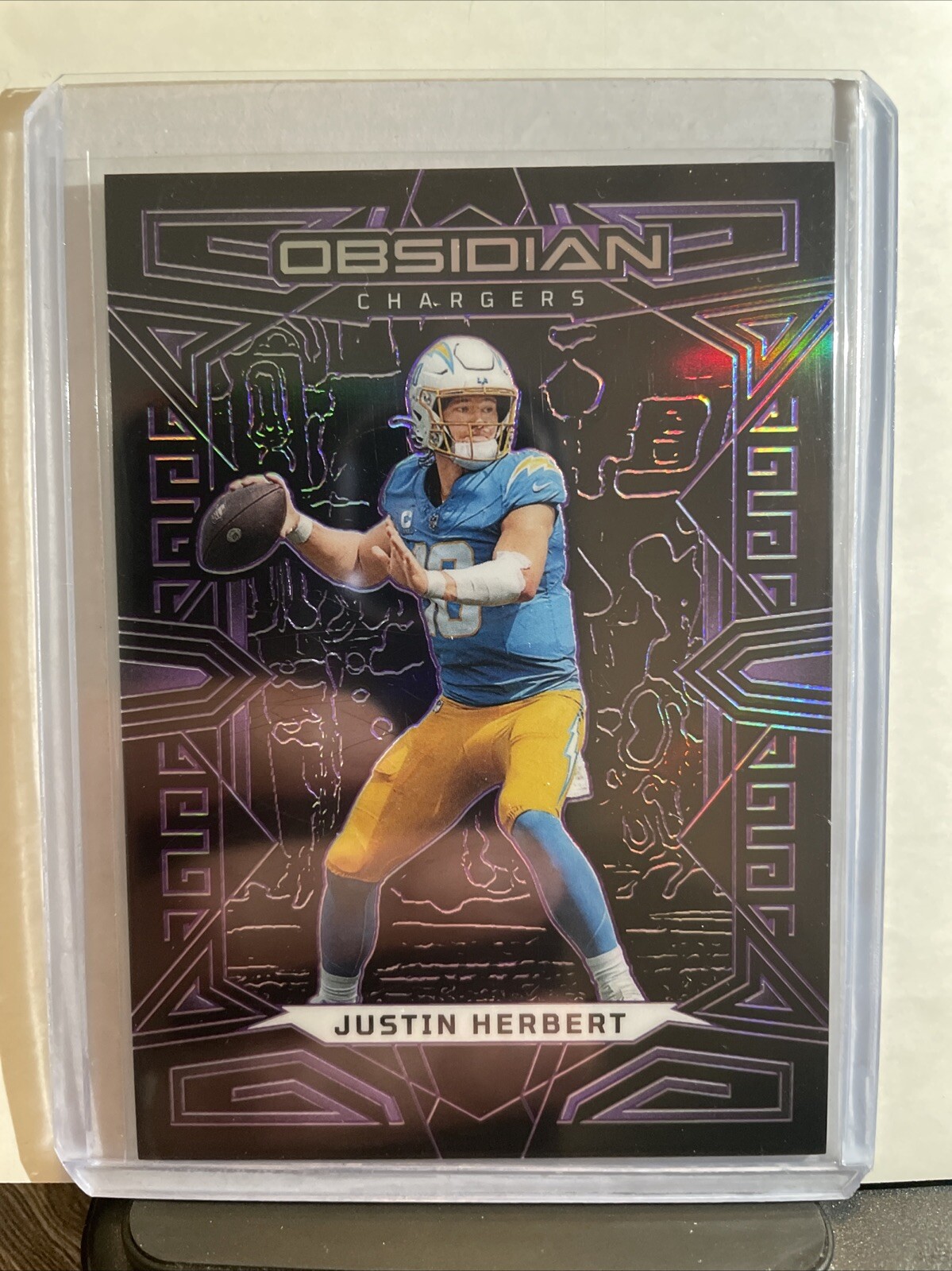 2023 Panini Obsidian - JUSTIN HERBERT - Purple Etch /75 - Los Angeles Chargers