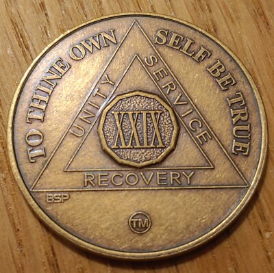 29 Year Alcoholics Anonymous AA Bronze Medallion Coin Sobriety Chip ...
