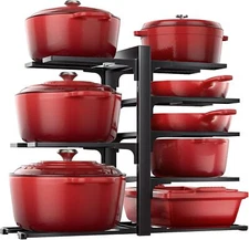 Pots Pans Organizer Rack Cabinet 8-Tier Heavy Duty 120LBS Pots Pans Organizer