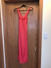 Vintage Red Long NIghtgown Robe Glydon's Lingerie Upper Lace  Nylon Medium.