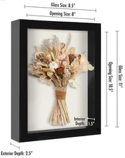 8.5x11 Shadow Box Frame in Black with Soft Linen Back - Polished Glass