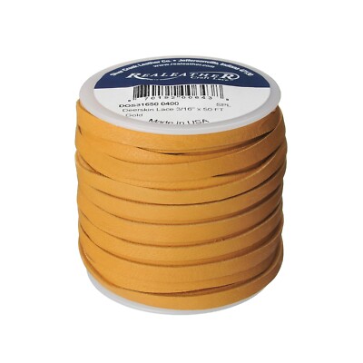 Deerskin Lace Spool 3/16'' x 50 ft Gold - Craft Jewelry Garment Leather Lace
