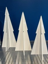 West Elm Set of 3 Christmas Decorations Decorative Lacquer Flat Tree White NEW 