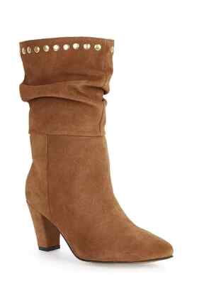 Kaleidoscope hellbraune halbhohe Wildlederstiefel mit Nieten UK 7 (F267)
