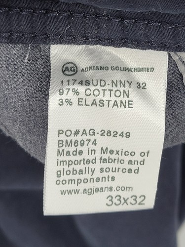 Adriano Goldschmied Jeans Mens 33x32 The Graduate Tailored Leg Navy Blue Chino - Picture 4 of 11