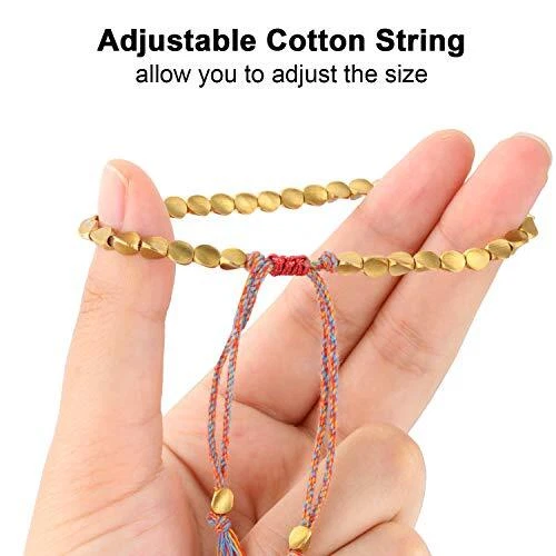 Pulseras trenzadas ajustables hechas a mano de 4 piezas Tíbet con cuentas de cobre EE. UU. Foto 3 de 4