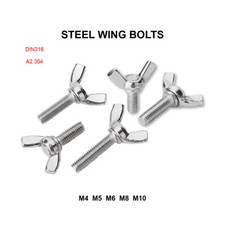 M4 M5 M6 M8 M10 A2 Stainless Steel Wing Bolt Nut Butterfly Bolts Screw DIN316 UK