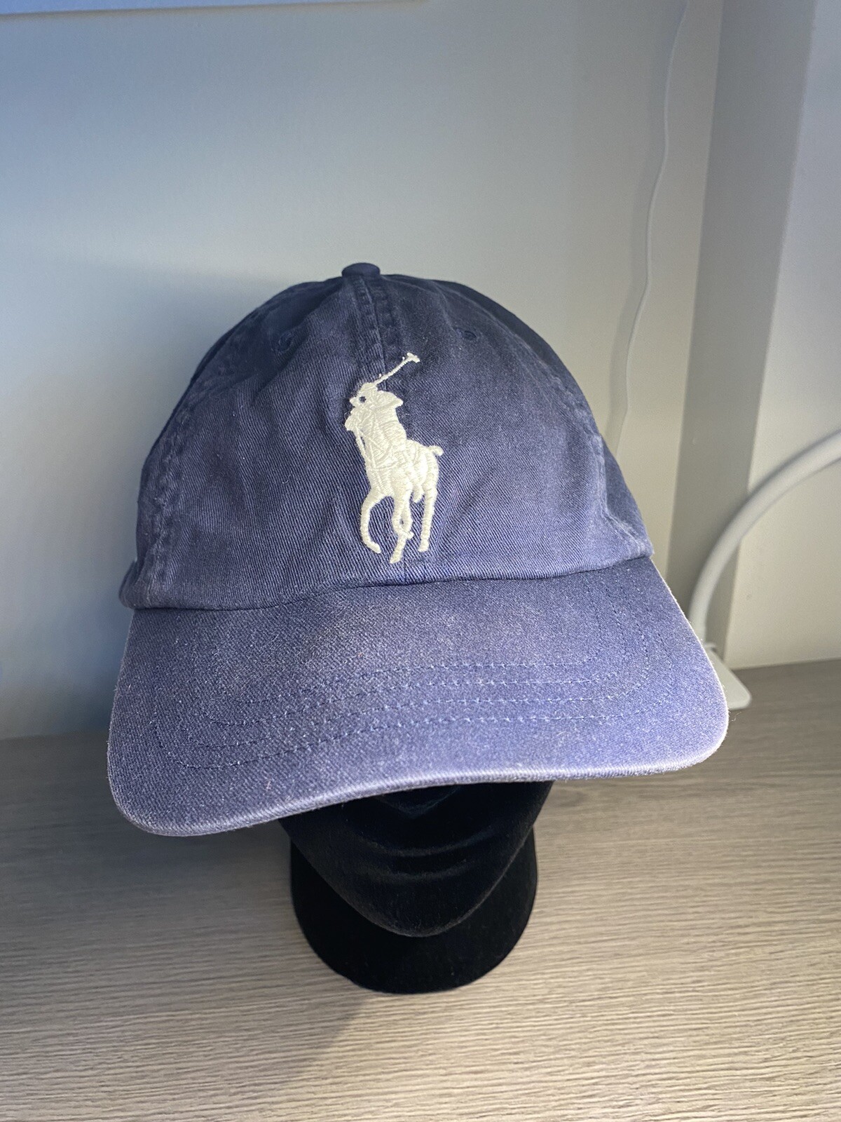 Polo Ralph Lauren Hat Mens Leather Strapback Navy Adjustable Cap Big Pony Logo