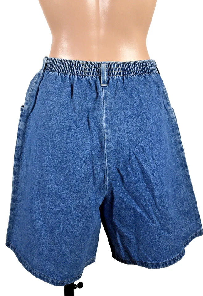 Pantalones Cortos JEANS CHIC DE COLECCIÓN Años 90 Promedio Algodón Bolsos Denim Ligero 6 Cintura Elástica Años 80 Foto 2 de 4