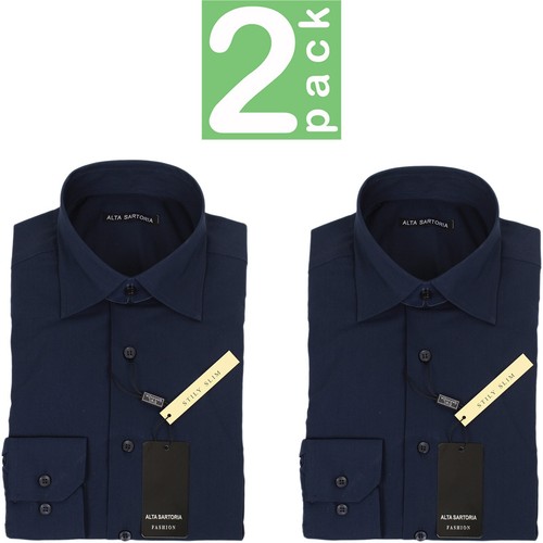 Set 2 Pezzi Camicia Uomo Slim Camicie Cotone Elegante Elasticizzata Moda VEQUE - Imagen 9 de 12