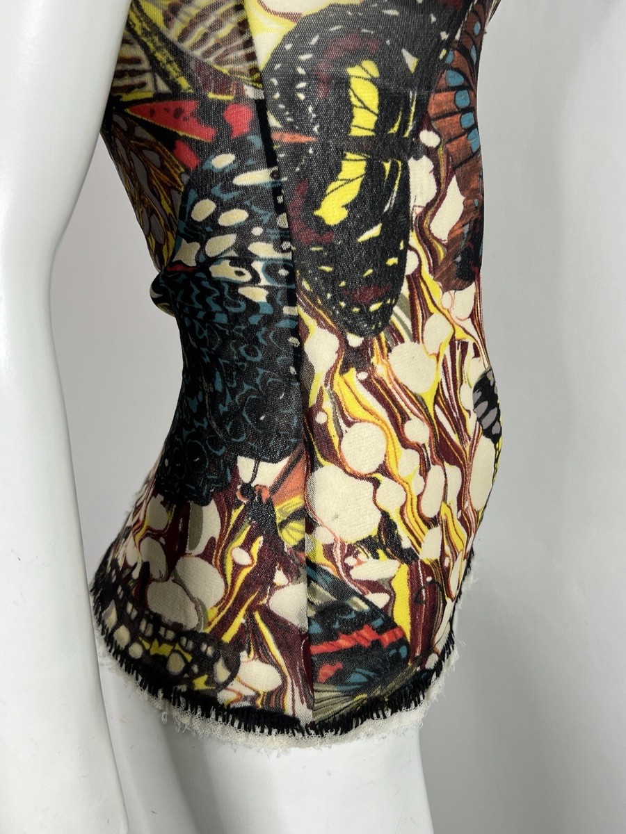Vtg JEAN PAUL GAULTIER BUTTERFLY PRINT MESH TOP M | eBay
