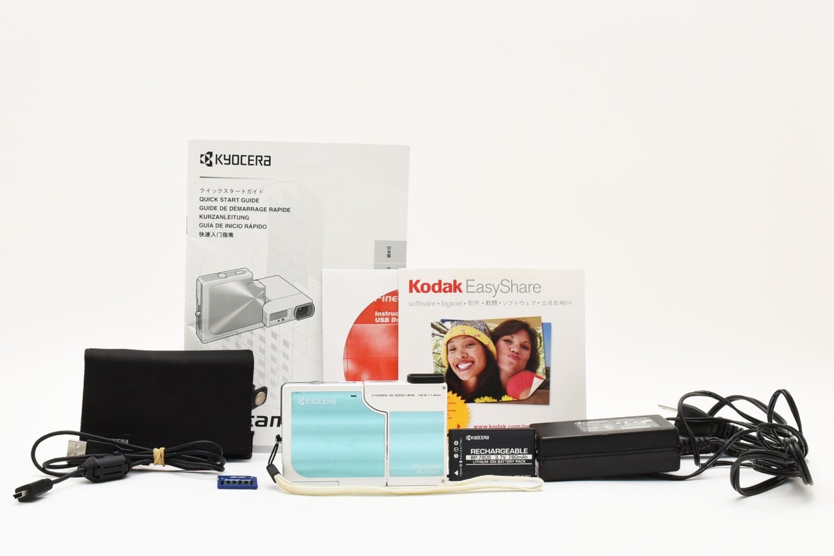 KYOCERA Finecam SL400R ブルー Kyocera Finecam SL400R 4.0MP Digital Camera Sky Blue w/Case