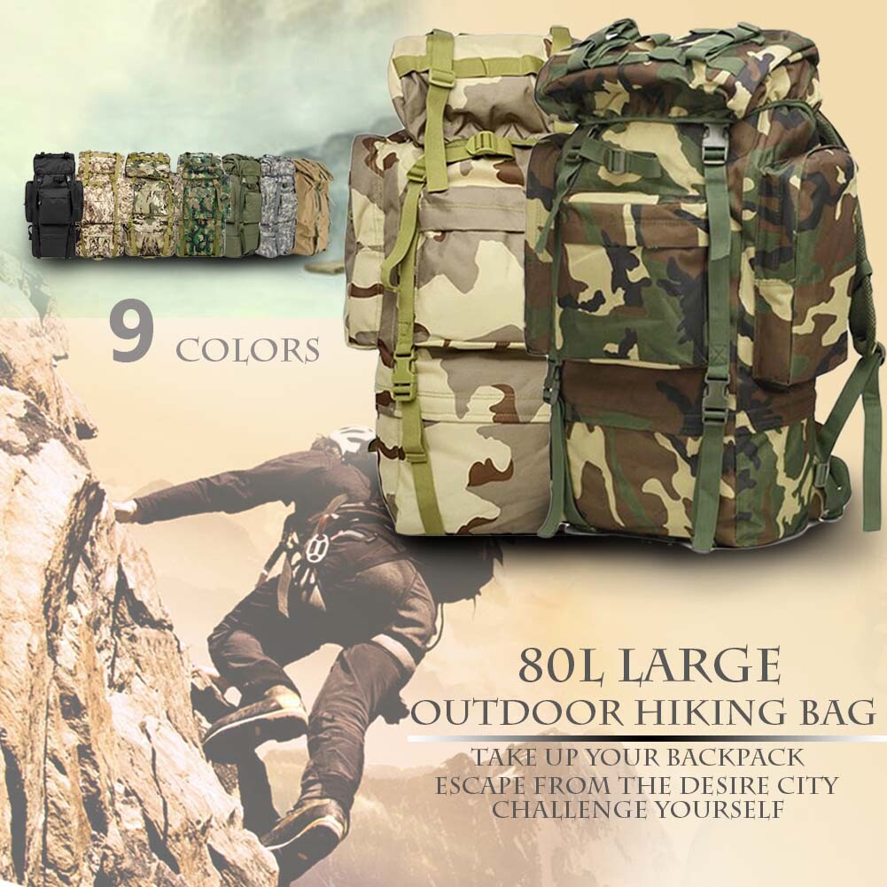 Outdoor Military Tactical 65L Backpack Molle Travel Camping Trekking Green BAG