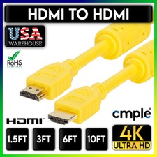 Yellow 4K HDMI to HDMI Cable Ethernet HDMI Cord 3D 18Gbps ARC for PC XBOX PS5