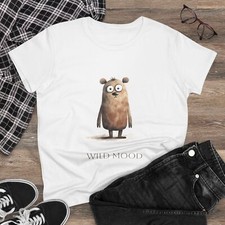 Whimsical Women's Cotton Tee - Cute Animal T-Shirt, Casual Fun T-Shirt