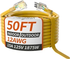 50Ft 12/3 Gauge Outdoor Extension Cord Waterproof with Lighted Indicator,12 Gaug